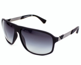 Emporio Armani Herren Wayfarer Sonnenbrille Essential Leisure, Gr. 64 Mm, Grau (Black Rubber/Grey Grad) - 1