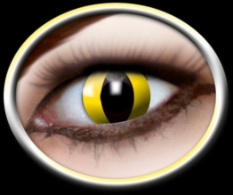 Eyecatcher Color Fun - Farbige Kontaktlinsen - Yellow Cat -Gelbe Katze - 1 Paar - Ideal für Karneval, Fasching, Halloween & Party - 1