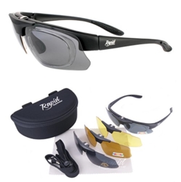 Innovation Plus UV400 Schwarz Rx POLARISIERTE SPORT BRILLEN mit Wechselgläsern - Sonnenbrillen mit SEHSTÄRKE OPTIONEN für Joggen (Laufen), Tennis, Ski, Fahrrad etc - 1
