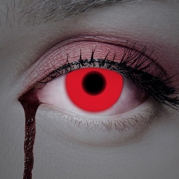 UV Kontaktlinse Red In Your Eyes by aricona - Deckende farbige Jahreslinsen für dunkle und helle Augenfarben ohne Stärke, Farblinsen für Karneval, Fasching, Motto-Partys und Halloween Kostüme - 1
